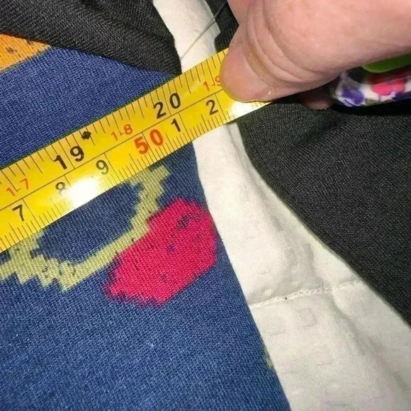 Lularoe Medium blue geometric Randy baseball T, with black sleeves .NWT. - Picture 5 of 6